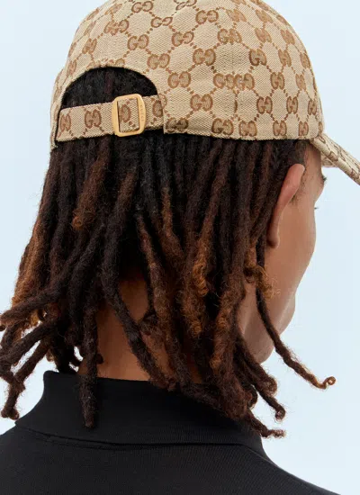Gucci Men Beige And Ebony Baseball Cap With Web Detail In Gg Supreme Canvas Man In Neutral