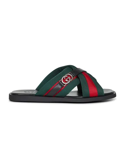 Gucci Web Sandals With Interlocking G
