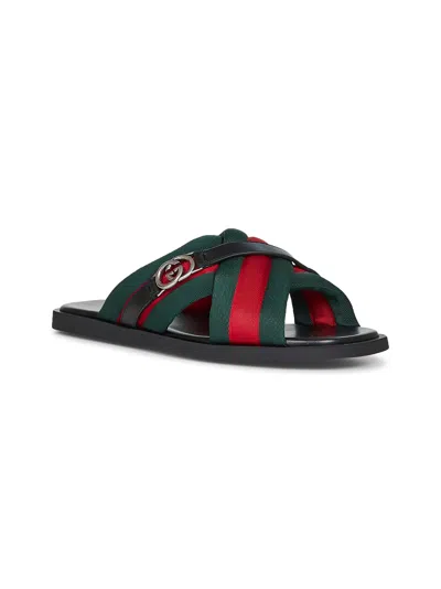Gucci Web Sandals With Interlocking G