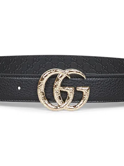 Gucci Women Black Gg Marmont Thin Belt