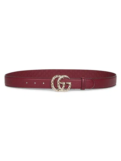 Gucci Burgundy Gg Marmont Thin Belt In Red