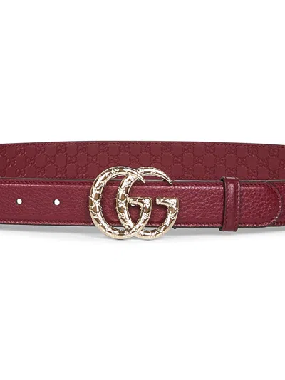 Gucci Burgundy Gg Marmont Thin Belt In Red