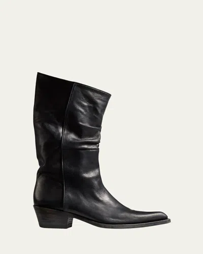 Khaite 45mm Leather Pointed-toe Boots In Black