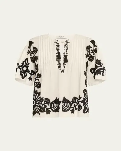 Sea Liliana Short-sleeve Appliqué Top