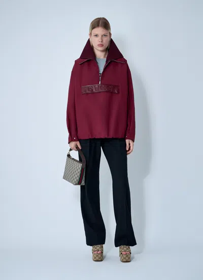 Gucci Women Embossed Bomber Sweatshirt In Burgundy