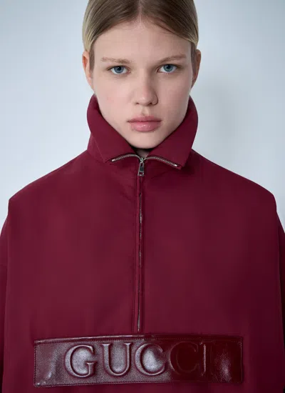 Gucci Women Embossed Bomber Sweatshirt In Burgundy