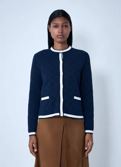Gucci Women Gg Fine Cotton Cardigan In Blue