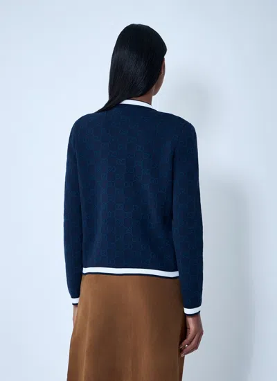 Gucci Women Gg Fine Cotton Cardigan In Blue