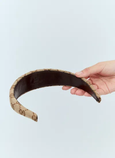 Gucci Monogram Pattern Headband Fabric Wide Band In Brown
