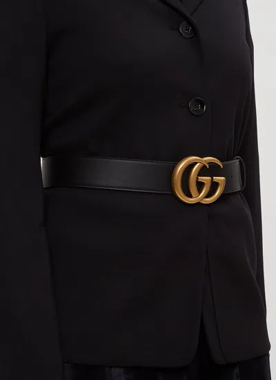 Gucci Women Gg Marmont Leather Belt In Black