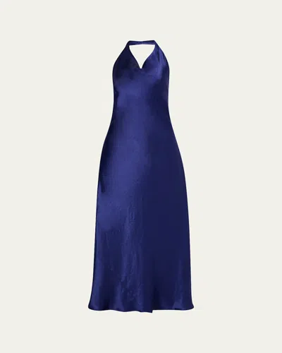 Vince Cowl Neck Satin Halter Dress