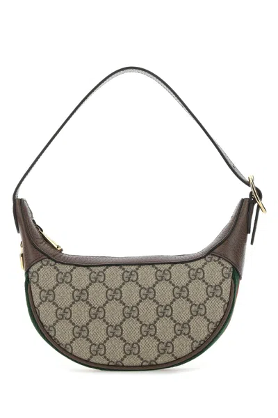 Gucci Women Gg Supreme Fabric And Leather Mini Ophidia Shoulder Bag