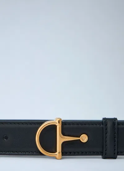 Gucci Women Horsebit Leather Belt In Black