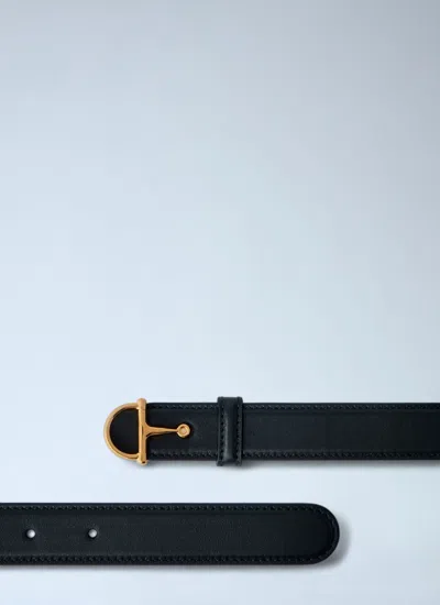 Gucci Women Horsebit Leather Belt In Black