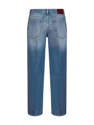 Gucci Women Light Blue Cotton Denim Straight Jeans In Blue