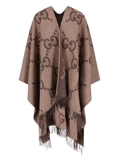 Gucci Women Reversible Cape "jumbo Gg" In Brown