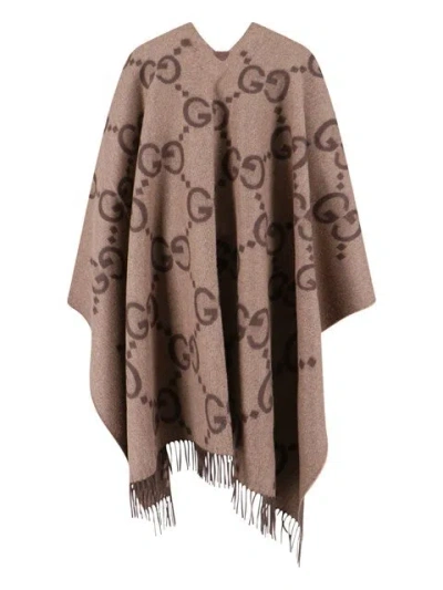 Gucci Women Reversible Cape "jumbo Gg" In Brown