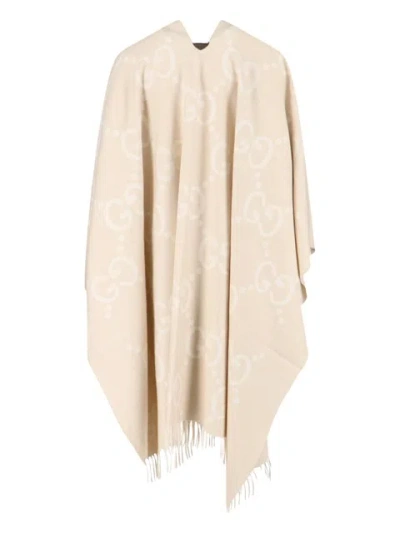 Gucci Women Reversible Cape "jumbo Gg" In White