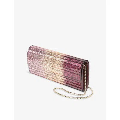 Jimmy Choo Womens Silky Blush Mix Sweetie Silky Dégradé Glitter Plexi Clutch Bag