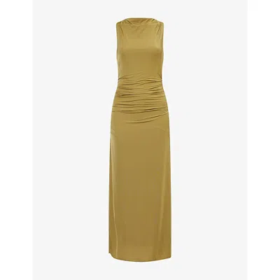 Sir Womens Olive Cascina Twisted-neckline Jersey Midi Dress Xs