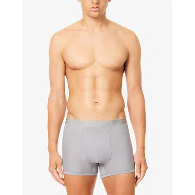Che Mens Stone Grey Branded-waistband Pack Of Three Jersey Trunks In Gray