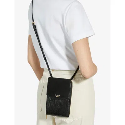 Dune Womens Black Synthetic Sunrise Lizard-embossed Faux-leather Cross Body Bag