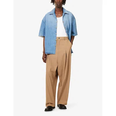 Loewe Men Anagram Denim Shortsleeves Shirt In Blue