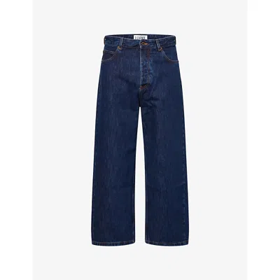 Loewe Mens Raw Denim Relaxed-fit Wide-leg Denim Jeans In Blue