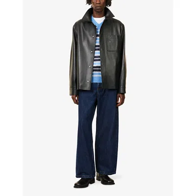 Loewe Mens Raw Denim Relaxed-fit Wide-leg Denim Jeans In Blue