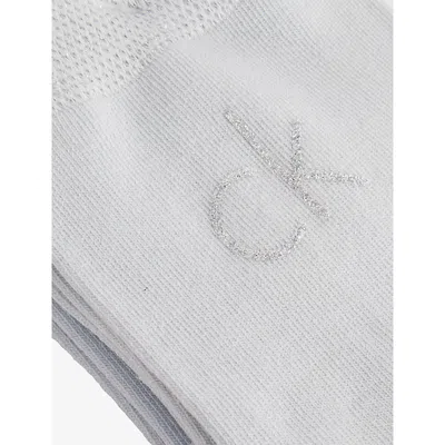 Calvin Klein Womens Light Blue Branded Pack Of Two Woven Socks Eur 39-42/6-9 Uk