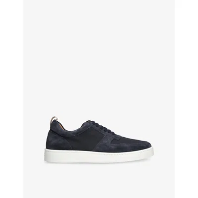 Aurélien Mens Navy Bayside Suede And Canvas Low-top Trainers Eur 44 / 10 Uk In Blue