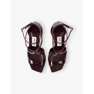 Jimmy Choo Azia 95 Sandals In Bordeaux Patent Leather