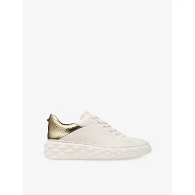 Jimmy Choo Womens V Latte/gold Diamond Maxi F Ii Leather Low-top Trainers Eur 39 / 6 Uk