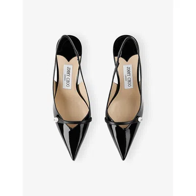Jimmy Choo Button Detail Patent Pointed Stiletto Pumps
