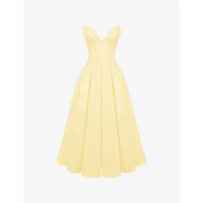 House Of Cb Womens Sunshine Lady Plunge-neck Stretch-cotton Midi Dress