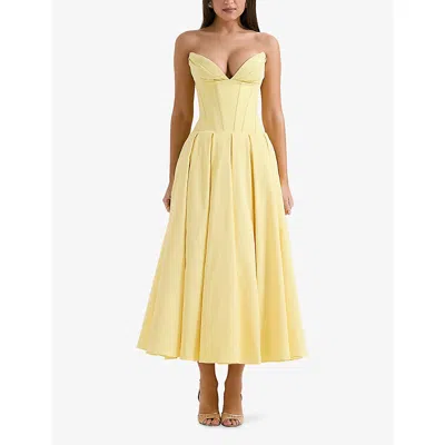 House Of Cb Womens Sunshine Lady Plunge-neck Stretch-cotton Midi Dress