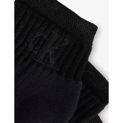 Calvin Klein Womens Black Branded Pack Of Two Cotton-blend Ankle Socks Eur 35-38/2-5 Uk