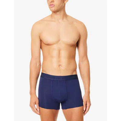 Che Mens Navy Branded-waistband Pack Of Three Jersey Trunks In Blue