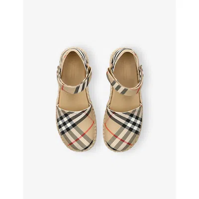 Burberry Beige Comb K1 Margate Checked Cotton-twill Flats Eur 35 / 2.5 Uk In Neutral