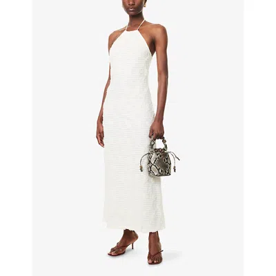 Amy Lynn Womens Cream Crochet Floral Woven Maxi Dress In White