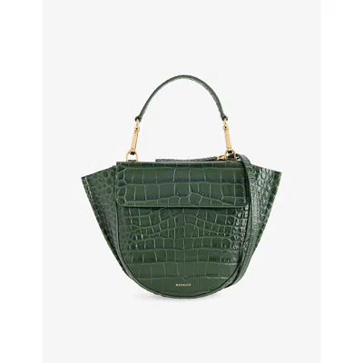 Wandler Womens Olive Croco Hortensia Mini Crocodile-effect Leather Shoulder Bag