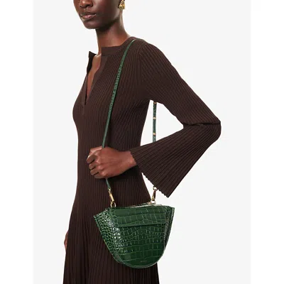 Wandler Womens Olive Croco Hortensia Mini Crocodile-effect Leather Shoulder Bag