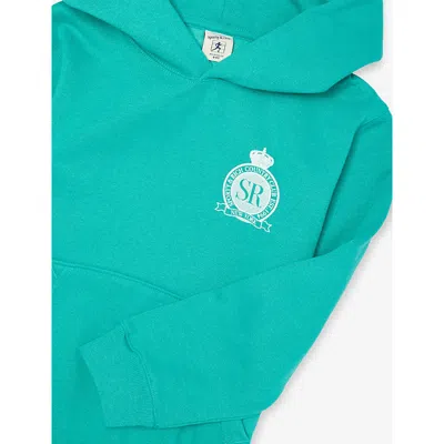 Sporty And Rich Ng Green Royal Club Brand-print Cotton-blend Hoodie 2-14 In Green