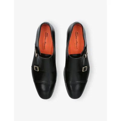 Santoni Leather Adrian Blake Monk Shoes