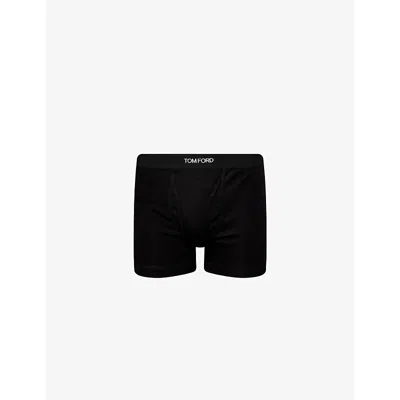 Tom Ford Mens Black Branded-waistband Pack Of Two Cotton-jersey Boxer Briefs Xl