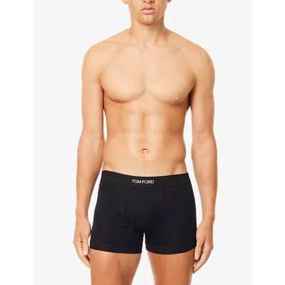 Tom Ford Mens Black Branded-waistband Pack Of Two Cotton-jersey Boxer Briefs Xl
