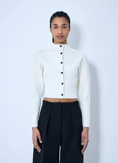 Jacquemus Womens Off-white The Scala Croc-embossed Woven-stretch Cardigan In White