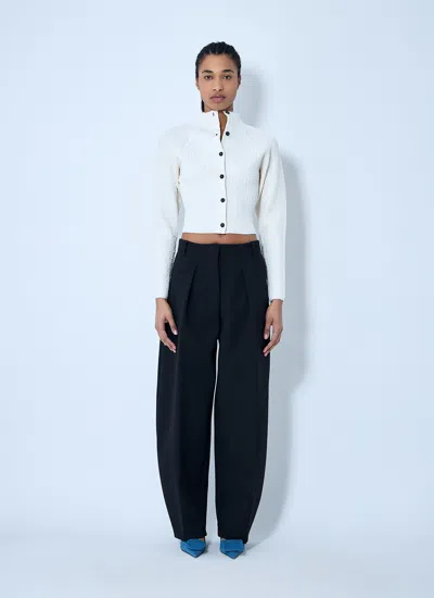 Jacquemus Womens Off-white The Scala Croc-embossed Woven-stretch Cardigan In White