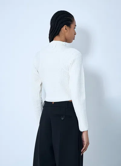 Jacquemus Womens Off-white The Scala Croc-embossed Woven-stretch Cardigan In White