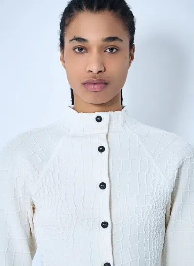 Jacquemus Womens Off-white The Scala Croc-embossed Woven-stretch Cardigan In White